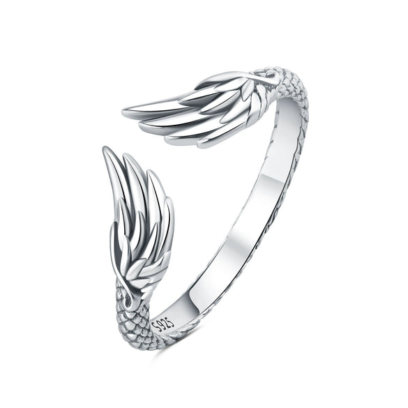 Women's S925 Sterling Silver Adjustable Geometric Bee Crown Opening Ring Natural Plants And Flowers Style