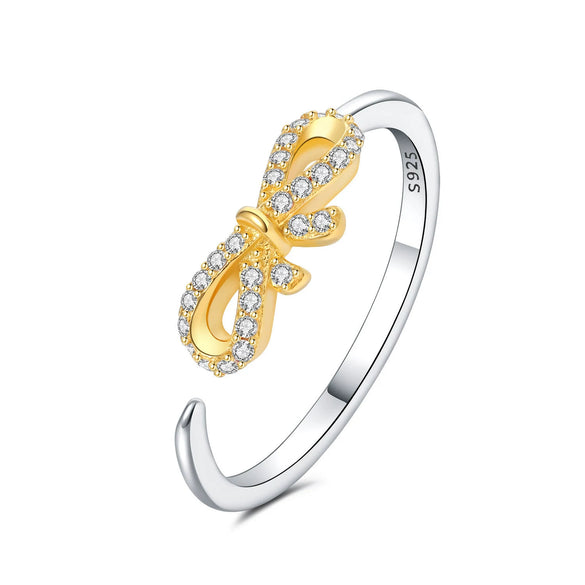 Women's S925 Sterling Silver Adjustable Geometric Bee Crown Opening Ring Natural Plants And Flowers Style