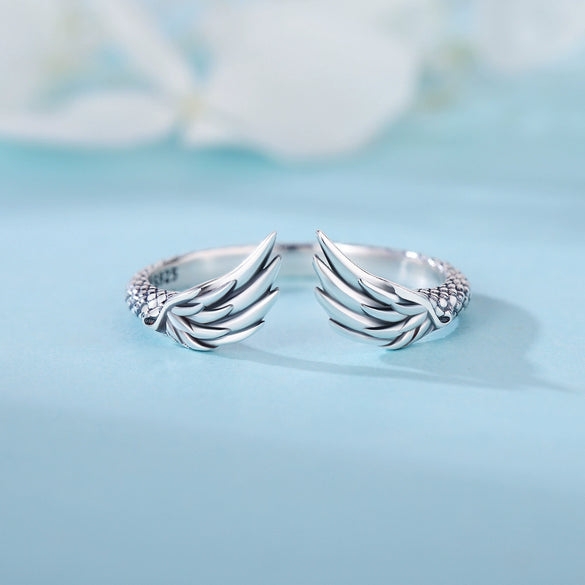 Women's S925 Sterling Silver Adjustable Geometric Bee Crown Opening Ring Natural Plants And Flowers Style