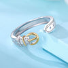 Women's S925 Sterling Silver Adjustable Geometric Bee Crown Opening Ring Natural Plants And Flowers Style