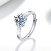 Women's S925 Sterling Silver Adjustable Open Ring With Four Claw Floral Leaf Design Electroplated Fashion Geometric Ring