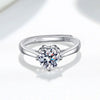 Women's S925 Sterling Silver Adjustable Open Ring With Four Claw Floral Leaf Design Electroplated Fashion Geometric Ring