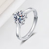 Women's S925 Sterling Silver Adjustable Open Ring With Four Claw Floral Leaf Design Electroplated Fashion Geometric Ring