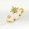 Women's S925 Sterling Silver Adjustable Open Ring With Geometric Rotating Design And Zircon Inlay Electroplated Finish