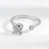 Women's S925 Sterling Silver Adjustable Open Ring With Geometric Rotating Design And Zircon Inlay Electroplated Finish