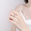 Women's S925 Sterling Silver Adjustable Open Ring With Six Claw Geometric Flower And Leaf Design Electroplated Fashion Jewelry