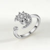 Women's S925 Sterling Silver Adjustable Rotating Anxiety Ring With Zircon Electroplated Spinner Band