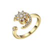 Women's S925 Sterling Silver Adjustable Rotating Anxiety Ring With Zircon Electroplated Spinner Band