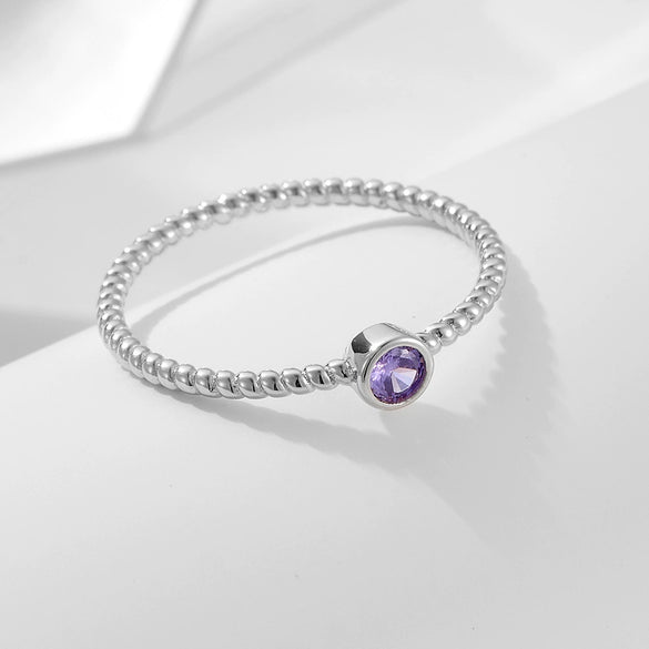 Women's S925 Sterling Silver Amethyst Zircon Geometric Ring