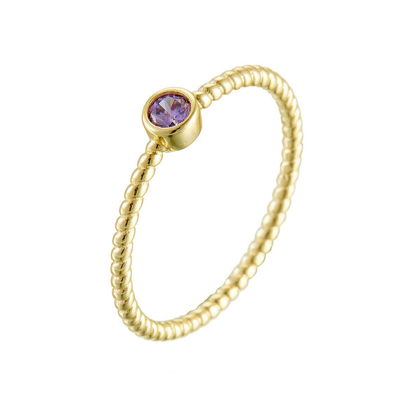 Women's S925 Sterling Silver Amethyst Zircon Geometric Ring