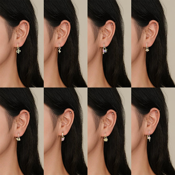 Women's S925 Sterling Silver Animal Zodiac Zircon Earrings With Niche Design Sense