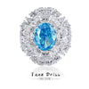Women's S925 Sterling Silver Aquamarine Inlaid Ice Flower Cut Zircon Ring With Geometric Style