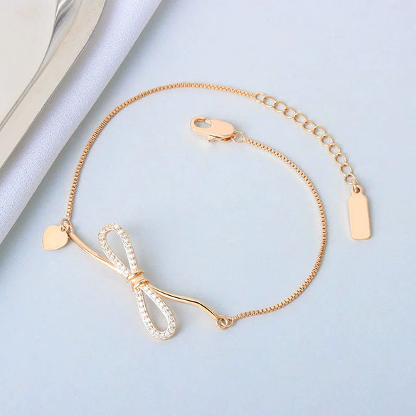 Women's S925 Sterling Silver Bow Bracelet Simple Electroplated Hand Jewelry Elegant Minimalist Accessory