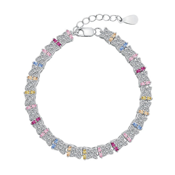 Women's S925 Sterling Silver Bracelet With Colorful Zircon Flower Butterfly Love Water Drop Design Light Luxury Style Geometric Pattern