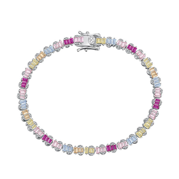 Women's S925 Sterling Silver Bracelet With Colorful Zircon Flower Butterfly Love Water Drop Design Light Luxury Style Geometric Pattern