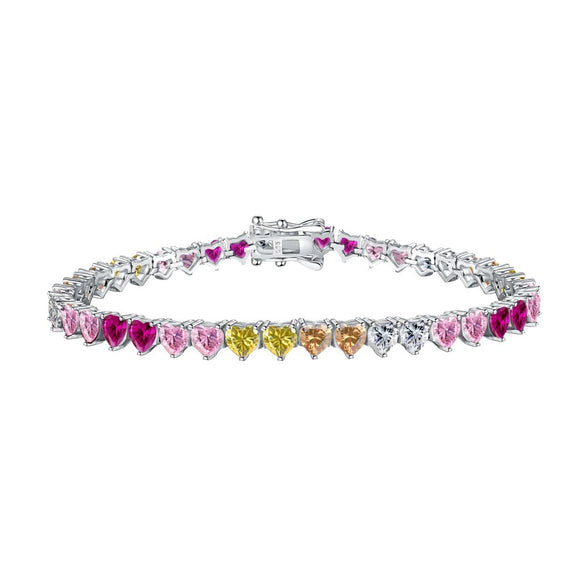 Women's S925 Sterling Silver Bracelet With Colorful Zircon Flower Butterfly Love Water Drop Design Light Luxury Style Geometric Pattern