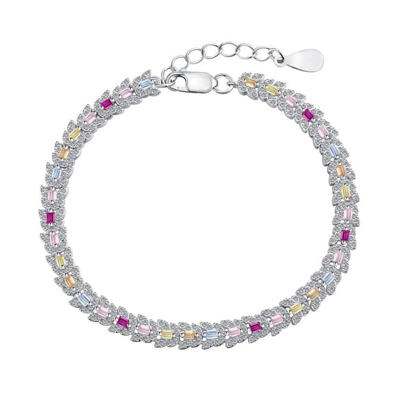 Women's S925 Sterling Silver Bracelet With Colorful Zircon Flower Butterfly Love Water Drop Design Light Luxury Style Geometric Pattern