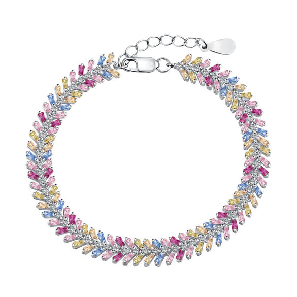 Women's S925 Sterling Silver Bracelet With Colorful Zircon Flower Butterfly Love Water Drop Design Light Luxury Style Geometric Pattern