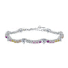 Women's S925 Sterling Silver Bracelet With Colorful Zircon Flower Butterfly Love Water Drop Design Light Luxury Style Geometric Pattern