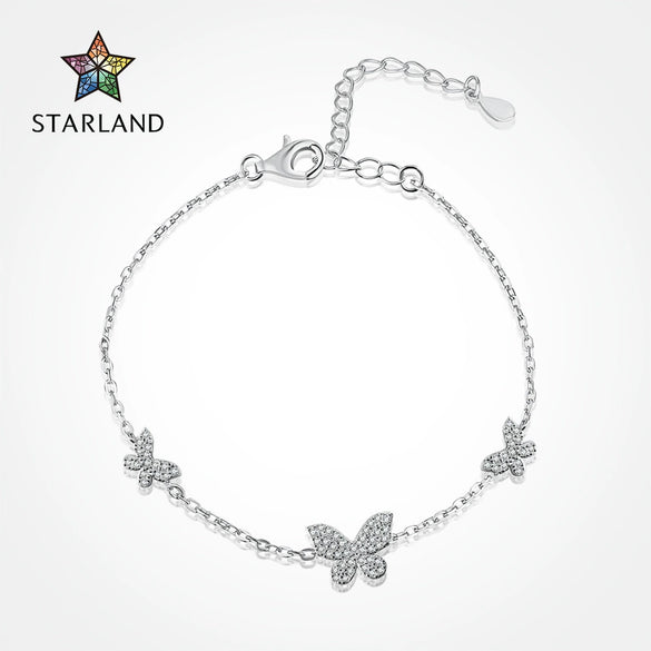 Women's S925 Sterling Silver Butterfly Microinlaid Zircon Electroplated Bracelet Insects Style