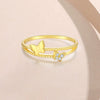 Women's S925 Sterling Silver Butterfly Stacked Ring With Diamond Design And Bow Pattern