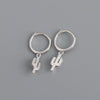Women's S925 Sterling Silver Cactus Shaped Zirconia Inlay Earrings Plant Style Ear Buckle Earrings