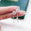 Women's S925 Sterling Silver Cherry Blossom Flower Tassel Earrings With Pink Zircon Light Luxury Electroplated Double Wear Ear Line Design