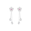 Women's S925 Sterling Silver Cherry Blossom Flower Tassel Earrings With Pink Zircon Light Luxury Electroplated Double Wear Ear Line Design