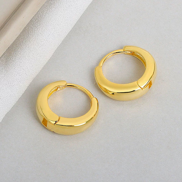Women's S925 Sterling Silver Circle Earrings Simple Minimalist Hoop Style Earrings