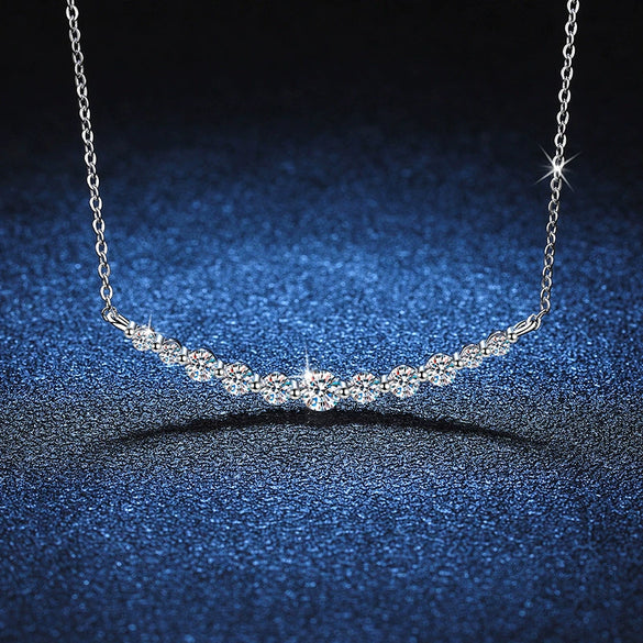 Women's S925 Sterling Silver Clavicle Chain With Moissanite Smile Pendant In Light Luxury Style And U Shape Design