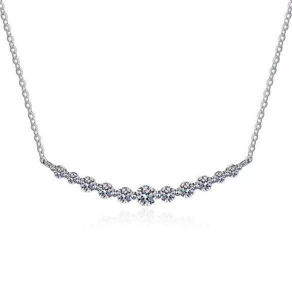 Women's S925 Sterling Silver Clavicle Chain With Moissanite Smile Pendant In Light Luxury Style And U Shape Design