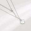 Women's S925 Sterling Silver Clavicle Necklace With White Fritillaria Pendant Simple Light Luxury Style Jewelry Gift
