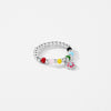 Women's S925 Sterling Silver Colored Beaded Flower Ring Electroplated