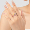 Women's S925 Sterling Silver Colored Beaded Flower Ring Electroplated