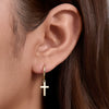 Women's S925 Sterling Silver Cross Hiphop Punk Style Electroplated Earrings