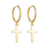 Women's S925 Sterling Silver Cross Hiphop Punk Style Electroplated Earrings
