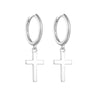 Women's S925 Sterling Silver Cross Hiphop Punk Style Electroplated Earrings