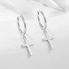 Women's S925 Sterling Silver Cross Hiphop Punk Style Electroplated Earrings