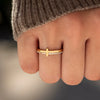 Women's S925 Sterling Silver Cross Zircon Geometric Ring With Electroplating