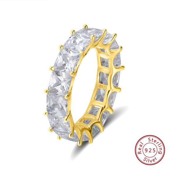 Women's S925 Sterling Silver Crown Ring With Full Zircon Inlay Electroplated Cartoon Geometric Style Fine Jewelry