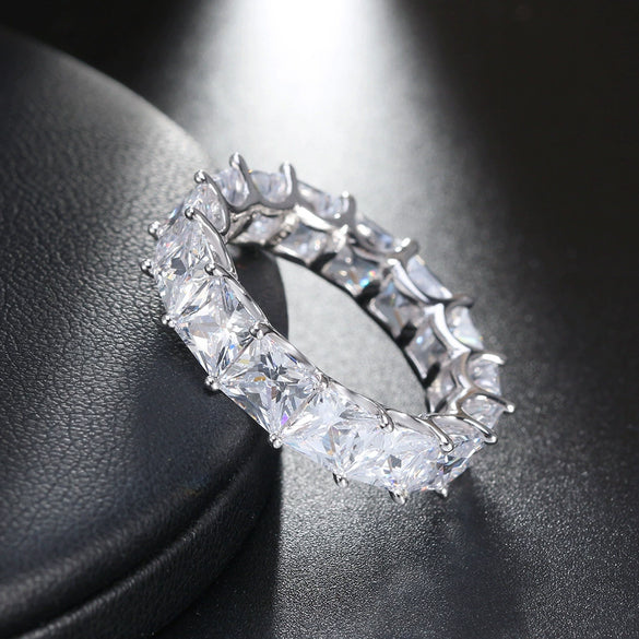 Women's S925 Sterling Silver Crown Ring With Full Zircon Inlay Electroplated Cartoon Geometric Style Fine Jewelry