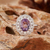 Women's S925 Sterling Silver Crystal Flower Ring Light Luxury Style Natural Topaz Citrine Amethyst Jewelry