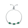Women's S925 Sterling Silver Cultivated Emerald Diamondencrusted Retro Geometric Bracelet