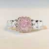 Women's S925 Sterling Silver Cute Simple Pink Heart Ring With Ice Flower Cut Zircon And Diamond Design