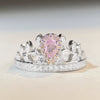 Women's S925 Sterling Silver Cute Simple Pink Heart Ring With Ice Flower Cut Zircon And Diamond Design