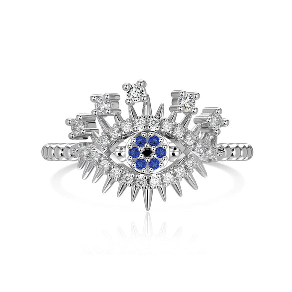 Women's S925 Sterling Silver Devil's Eye Zircon Jewelry Set With Electroplating And Geometric Style