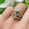 Women's S925 Sterling Silver Double Layer Herringbone Rig Leaves Geometric Ring With Electroplating