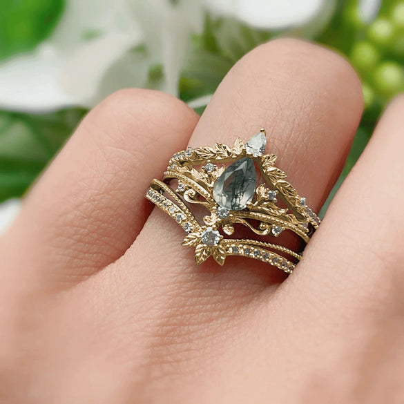 Women's S925 Sterling Silver Double Layer Herringbone Rig Leaves Geometric Ring With Electroplating