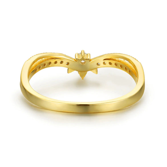 Women's S925 Sterling Silver Double Layer Herringbone Rig Leaves Geometric Ring With Electroplating