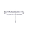 Women's S925 Sterling Silver Doublelayer Cut Out Square Bead Heart Shape Electroplated Bracelet